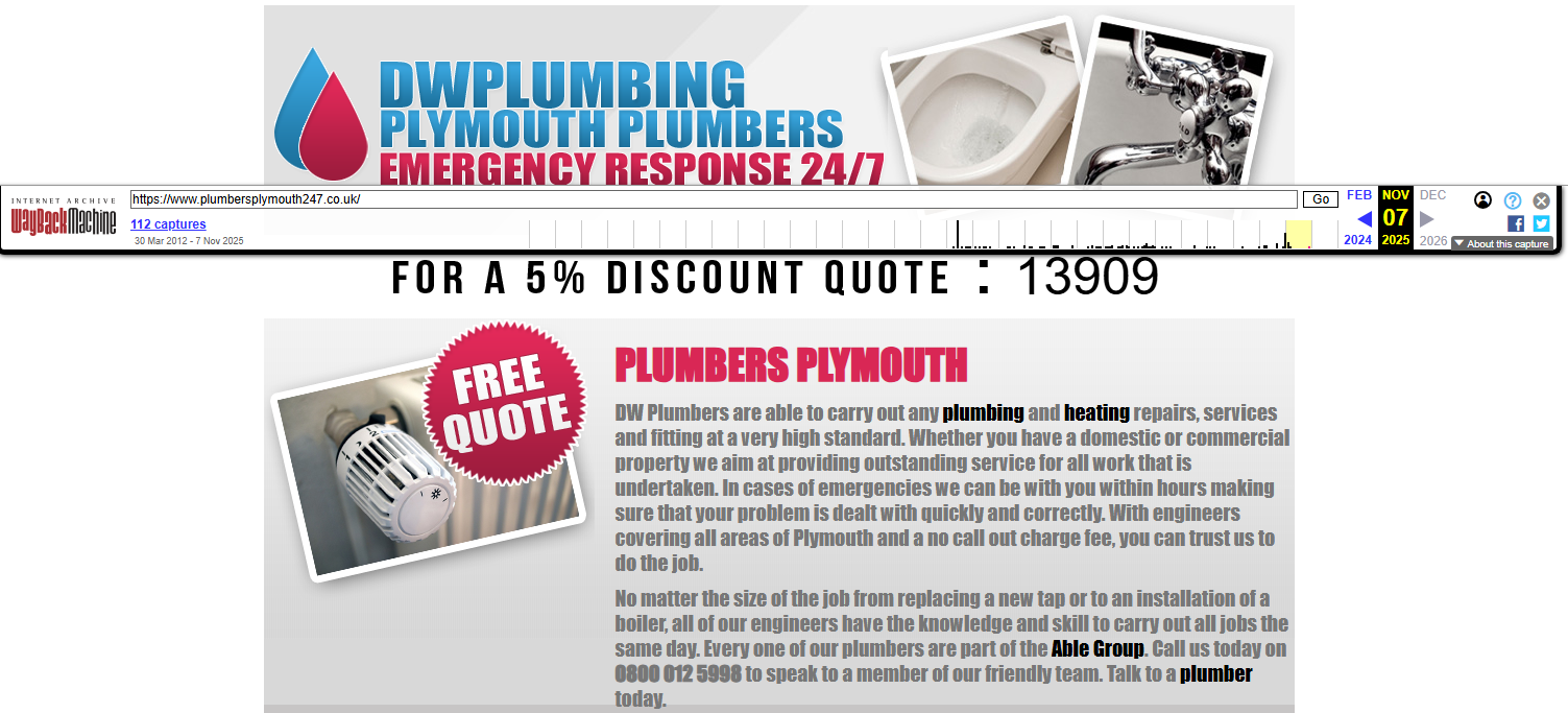 Old plumbing website
