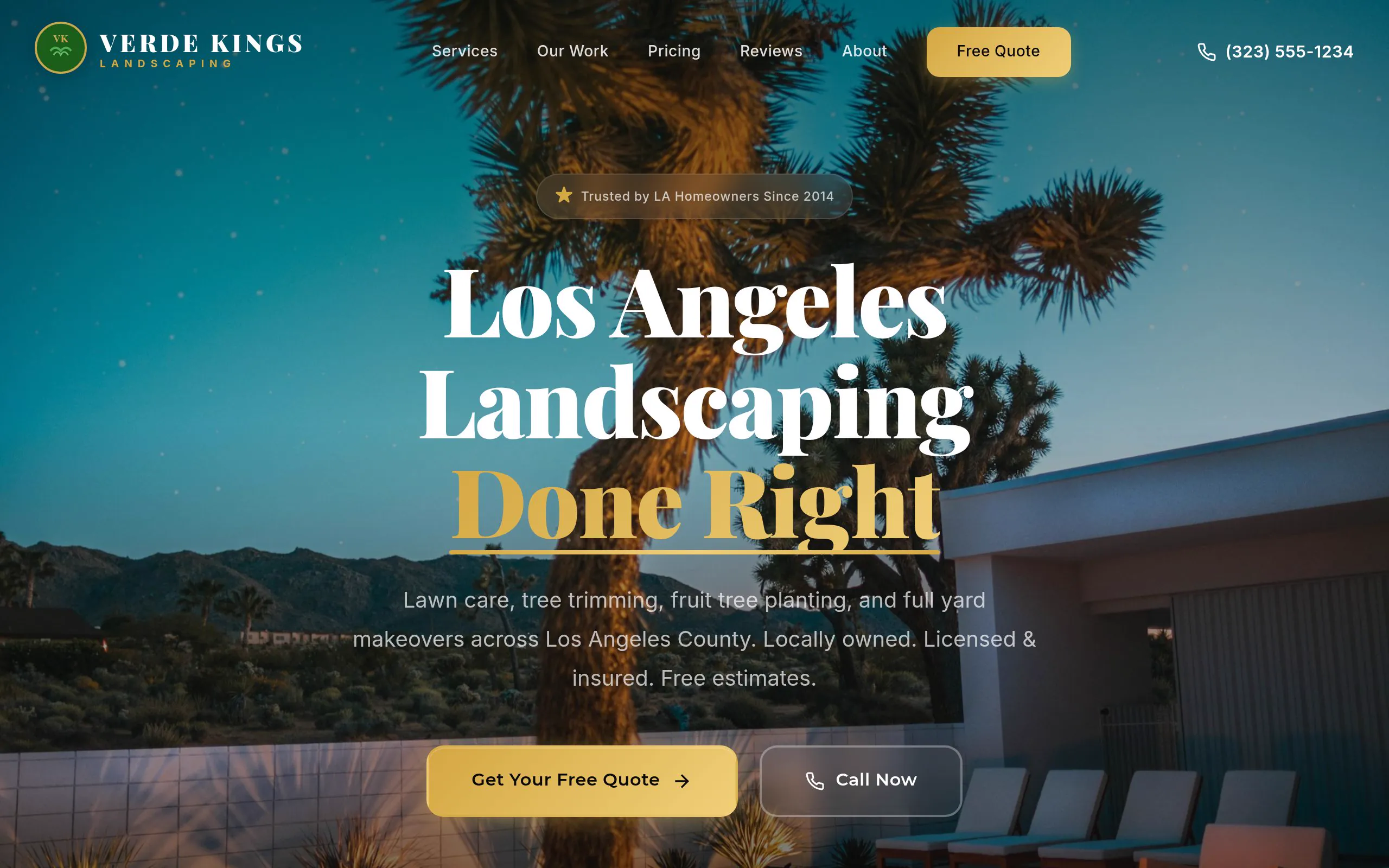 Verde Kings Landscaping website preview